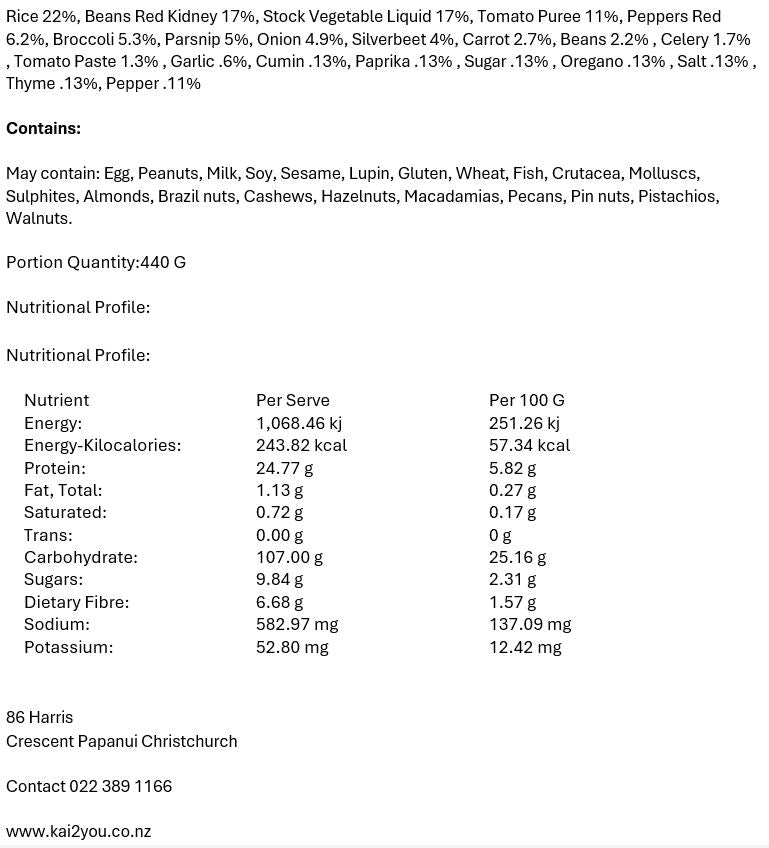 Bean & vegetable chili con carne 29.8.25
