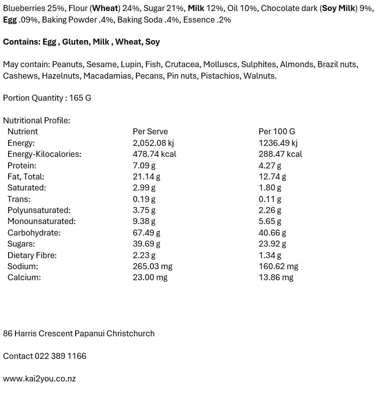 Large blueberry & dark chocolate muffin 12.12.25