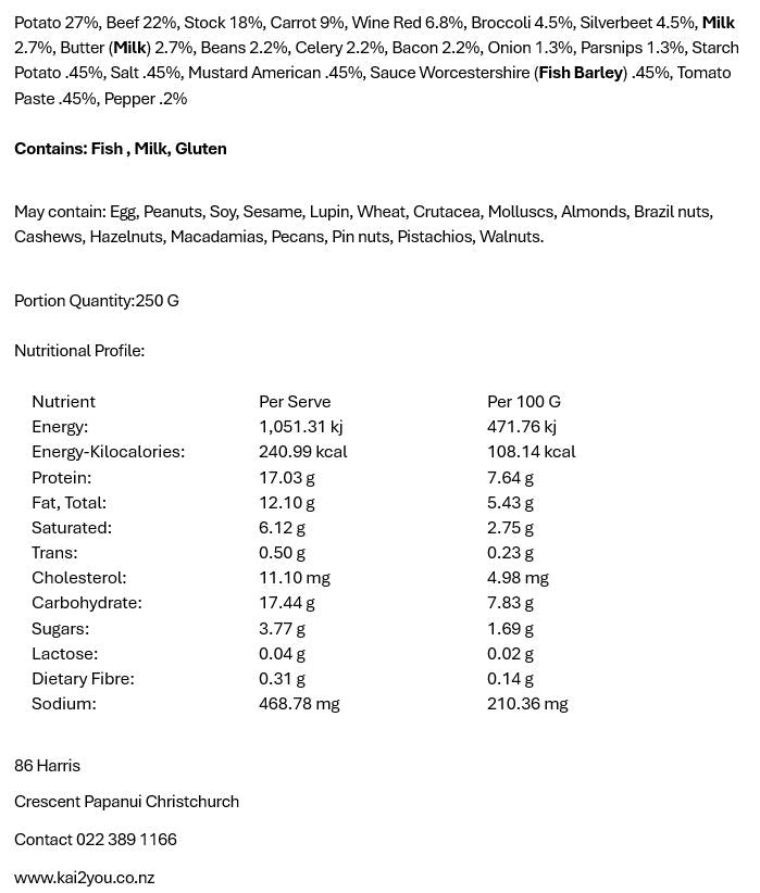 Beef, bacon& red wine casserole 9.9.25
