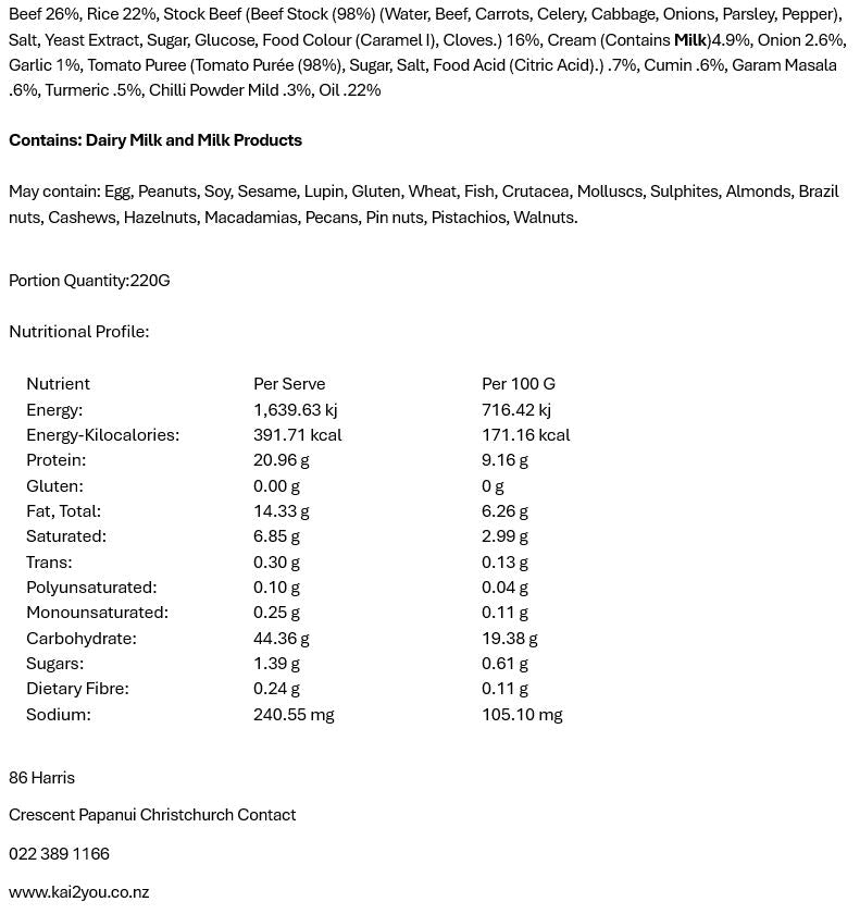 Creamy beef and tomato curry 23.5.25
