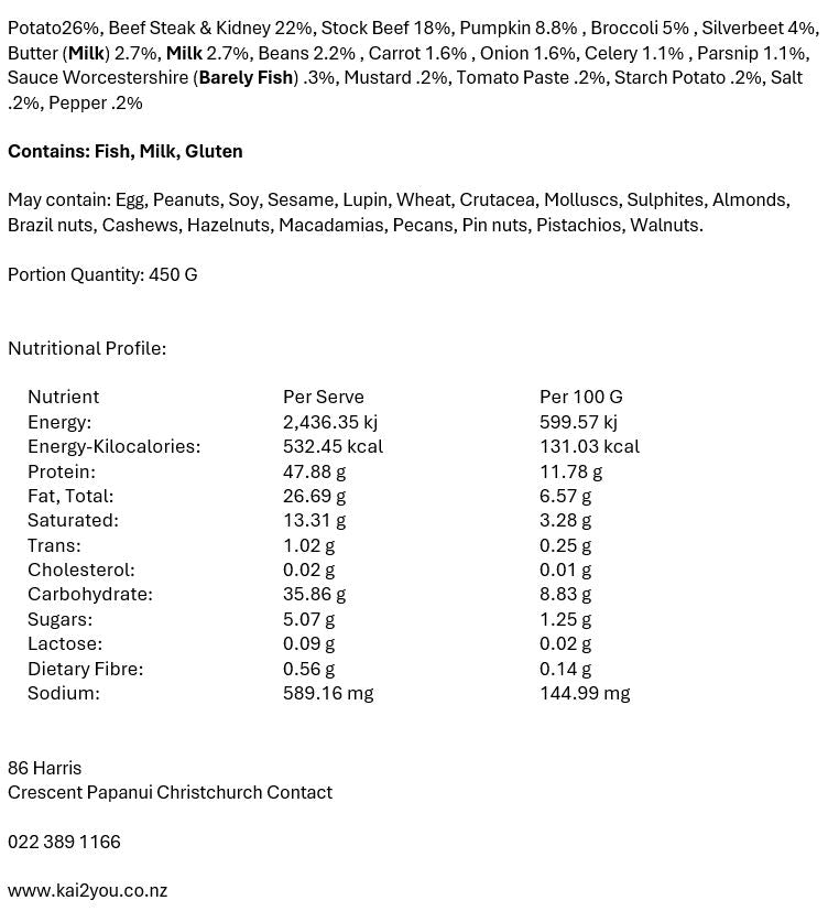 Steak & kidney casserole 21.04.26