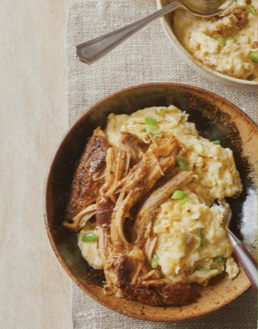 BBQ pulled pork with mashed potato, kumara and steamed greens 3.11.26