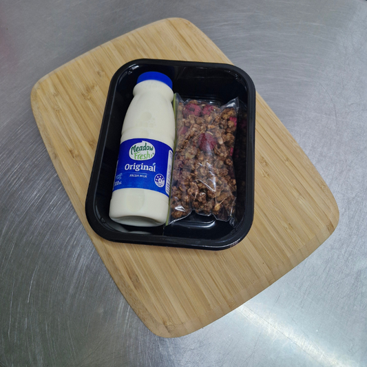 Breakfast cereal Granola or weetbix with blue or green milk 24.02.26