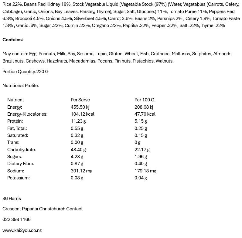 Bean & vegetable chilli con carne 22.10.24 Kai 2 You