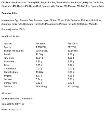 Butter chicken with steamed rice 21.11.25