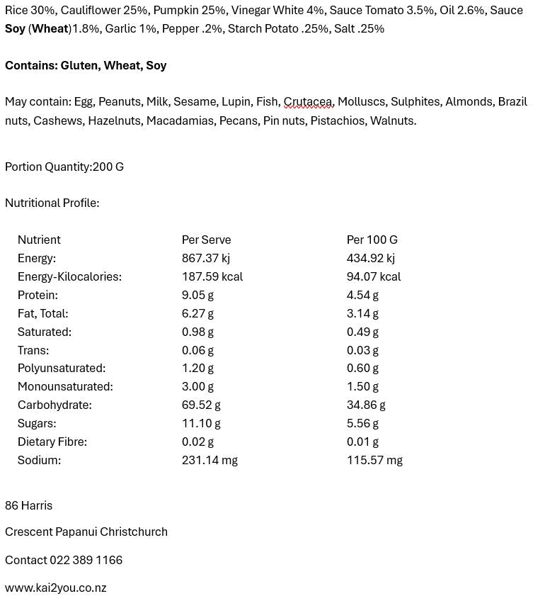 Sweet & sour cauliflower & pumpkin 23.5.25