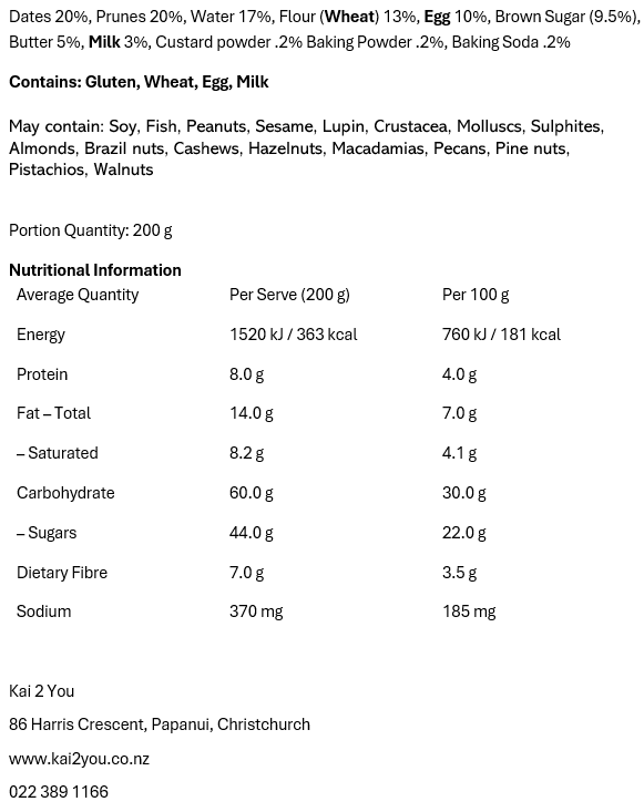 Christmas Sticky date & prune pudding 22.12.26